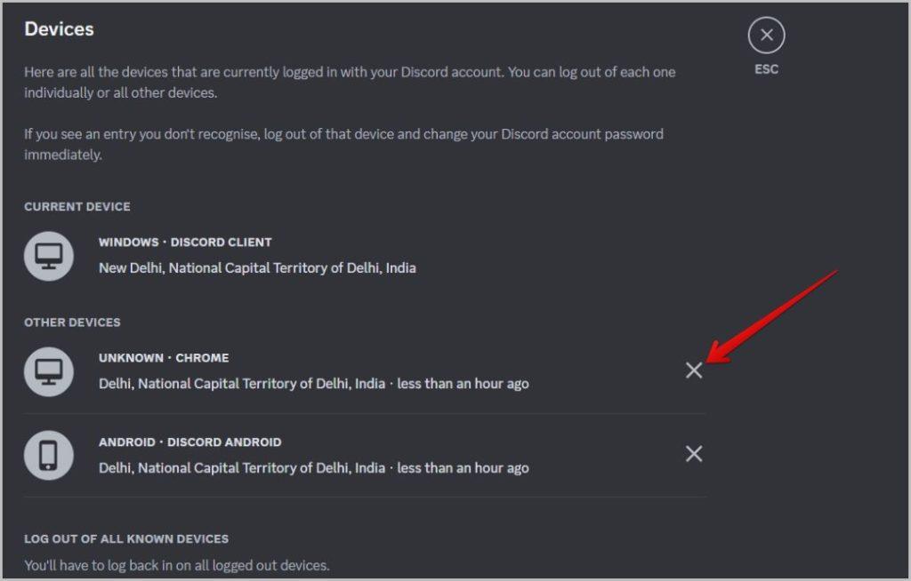 すべてのデバイスで Discord からサインアウトする方法