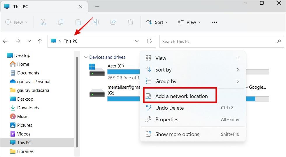 Windows 10/11でこのPCにカスタムフォルダーを追加する方法