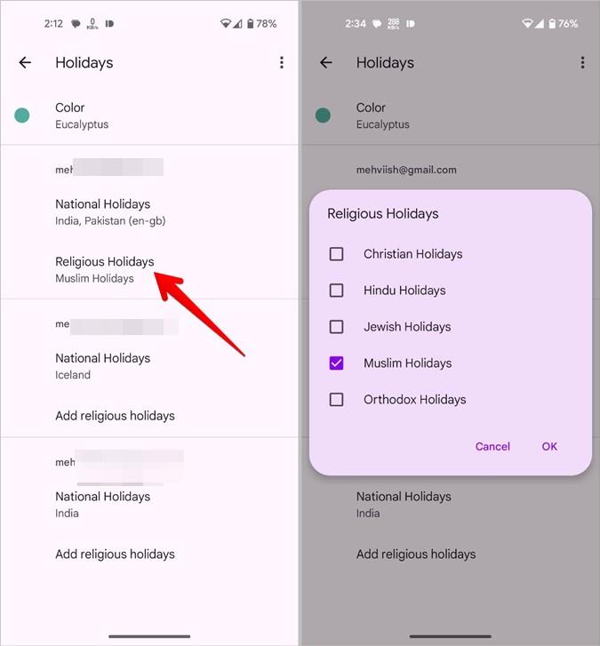 Google および Samsung カレンダーに祝日を追加/削除する方法