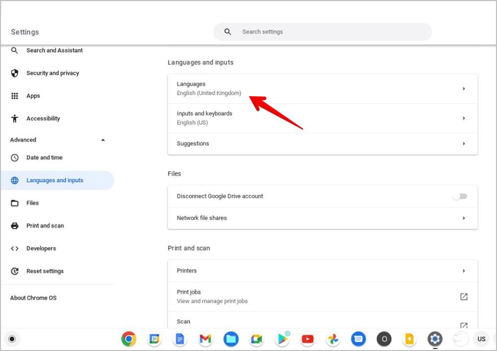 Chromebook システムとキーボード言語を変更する方法
