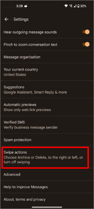 Googleメッセージでスワイプジェスチャーを設定する方法