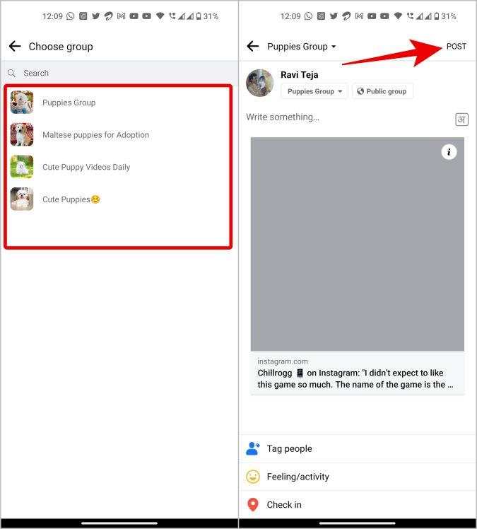 Instagram リールを Facebook、ページ、グループ、メッセンジャーで共有する方法