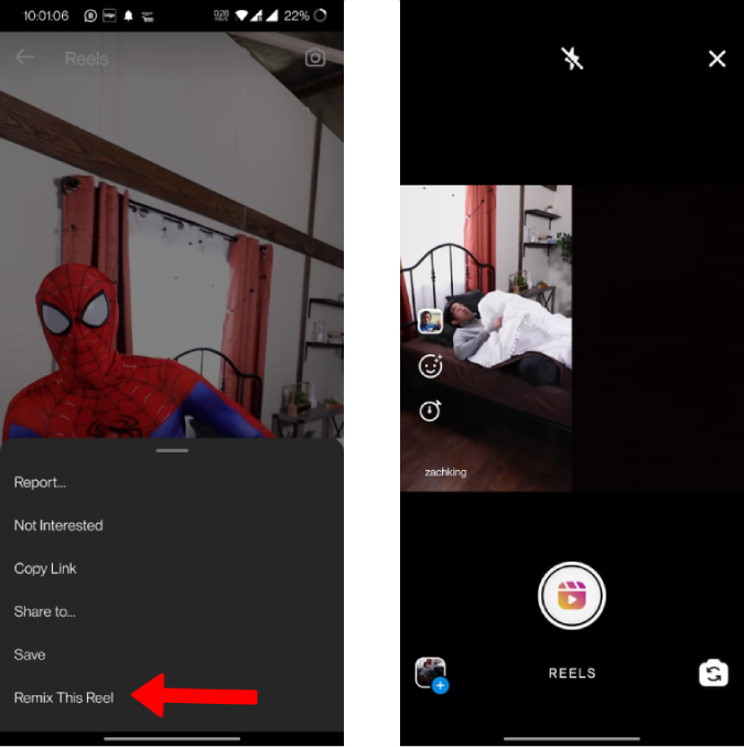 リミックスを使用して Instagram リールで TikTok スタイルのデュエットを作成する方法