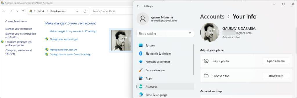 コントロール パネルと設定: Windows での違い