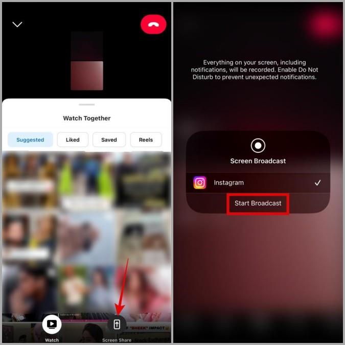 Instagram のビデオ通話で画面を共有する方法