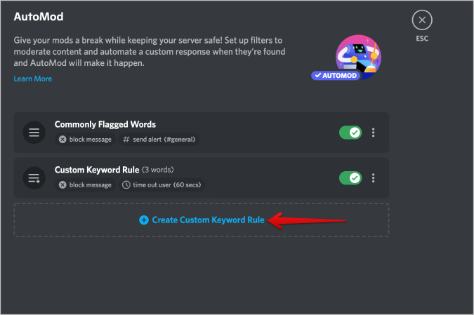 Discord でコンテンツモデレーションを設定して単語をブロックする方法