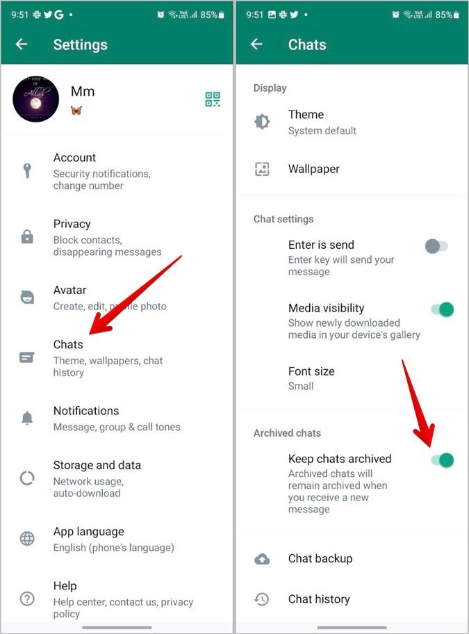 WhatsAppでチャット、ステータス、通話のミュートを解除する方法