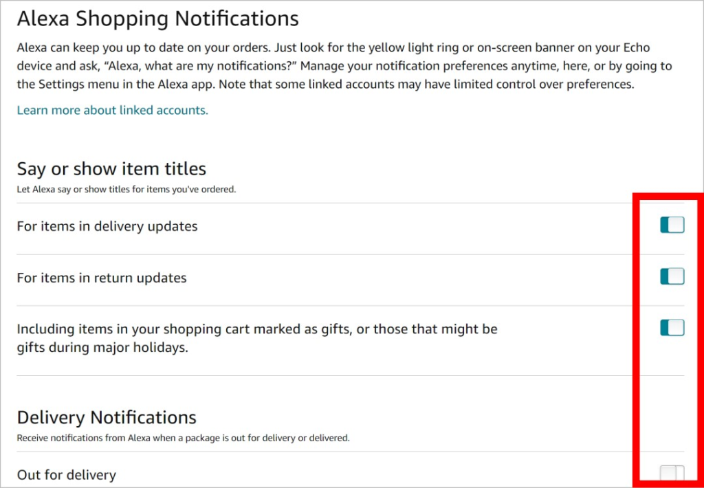 Amazon Email、Alexa、アプリの通知を無効にする方法