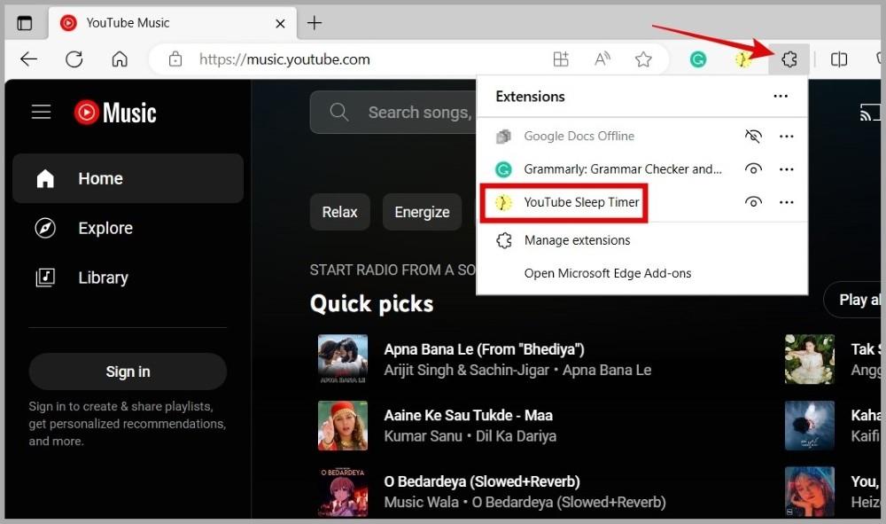 YouTube Music でスリープタイマーを設定する方法
