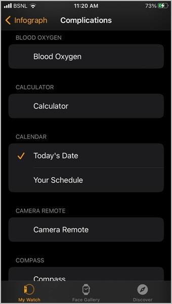 Apple Watch Face に合併症を追加、編集、または削除する方法