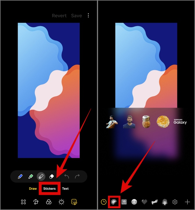 Samsung Galaxy 携帯電話の写真からカスタム ステッカーを作成する方法