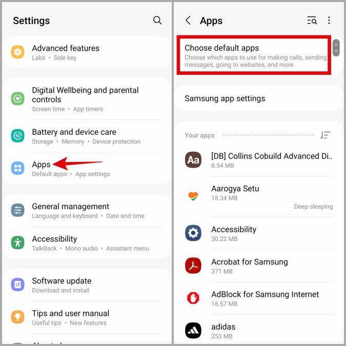 Samsung Galaxy 携帯電話でデフォルトのアプリを設定または変更する方法