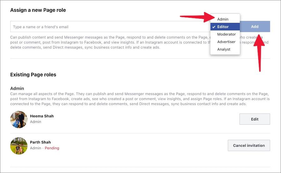 Facebookページに管理者を追加および削除する方法