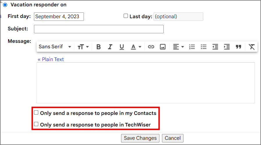 Gmail で不在通知を使用する方法
