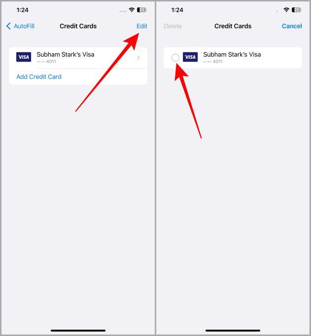 iPhoneのSafariでクレジットカードを追加、削除、更新する方法