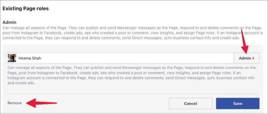 Facebookページに管理者を追加および削除する方法