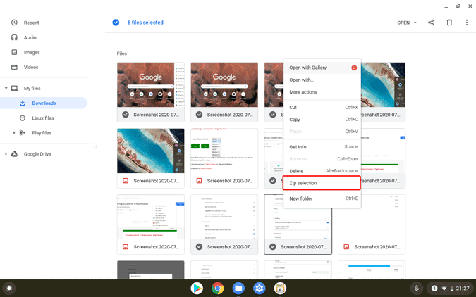 Chromebook でファイルを圧縮および解凍する方法