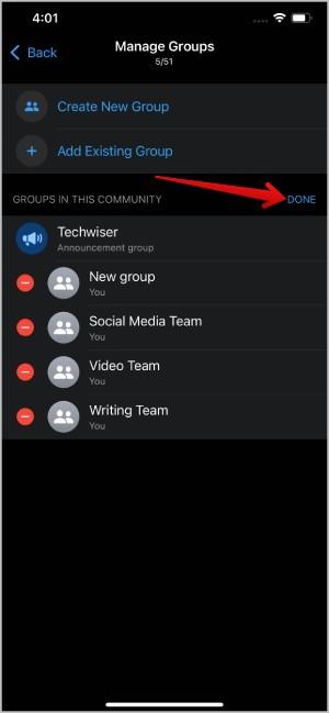 WhatsApp コミュニティにグループを追加または削除する方法