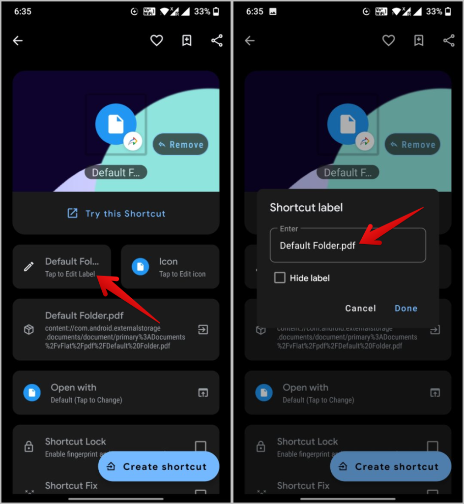 Androidのホーム画面にファイル/フォルダーのショートカットを追加する方法