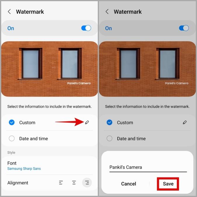 Samsung Galaxy スマートフォンで写真にウォーターマークを使用する方法