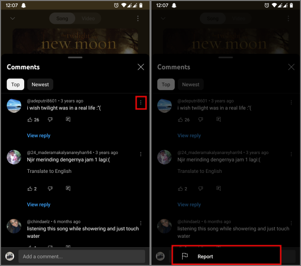 モバイルで YouTube Music の曲や動画にコメントする方法