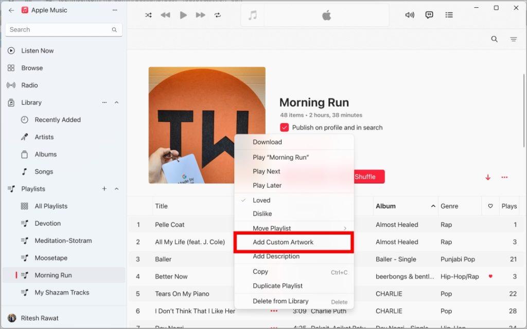 Apple Musicでプレイリストのカバーを変更する方法
