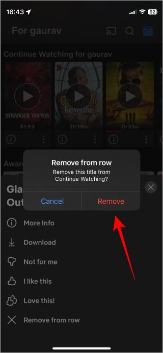 Netflix で継続視聴リストからタイトルを削除する方法