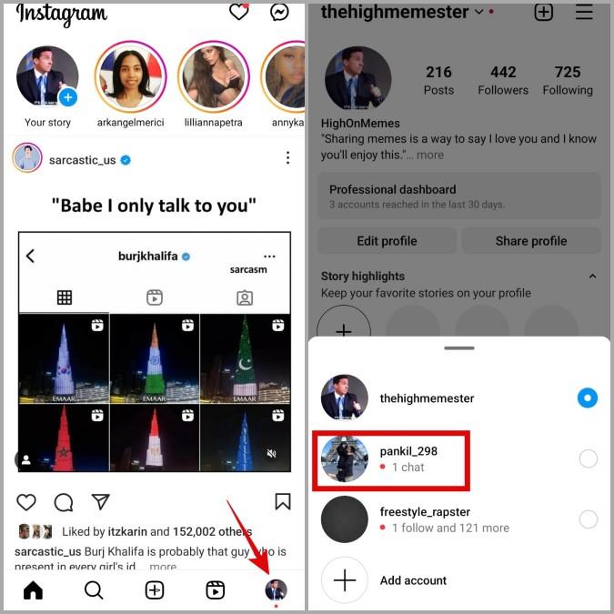 Instagramで複数のアカウントを追加および切り替える方法