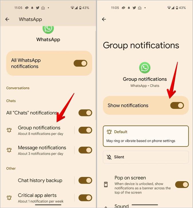 ロック画面とホーム画面で WhatsApp の通知を受け取る方法