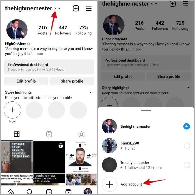 Instagramで複数のアカウントを追加および切り替える方法