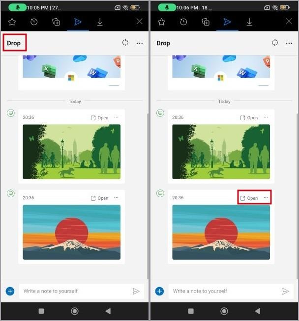 Edge ブラウザのドロップ機能を使用してファイルを共有する方法