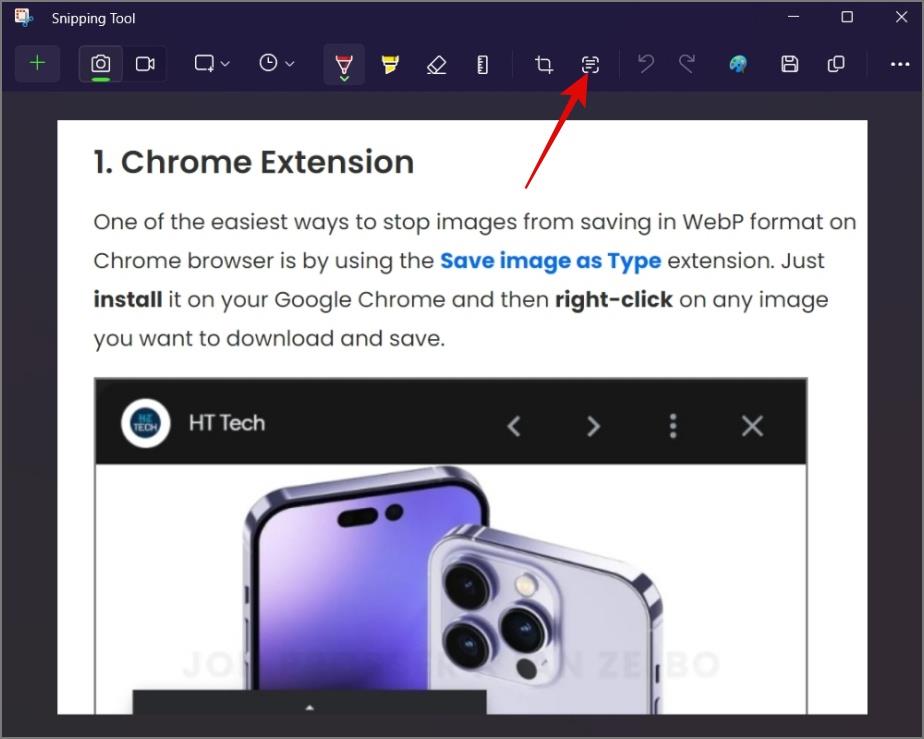 スニッピングツールを使用して画像からテキストを抽出する方法