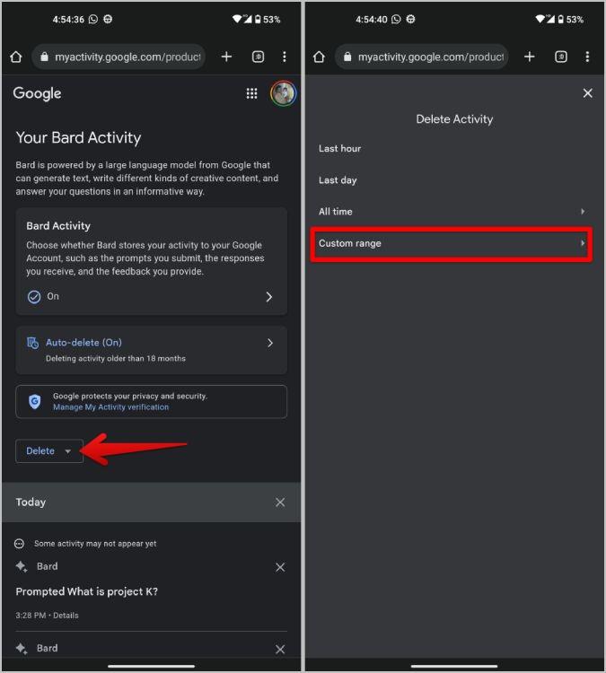 Google Bard の会話を削除する方法