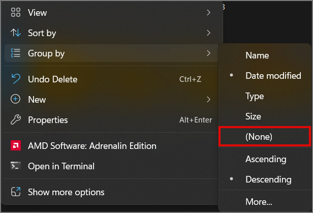 Windows のエクスプローラーでグループ化をオフにする方法