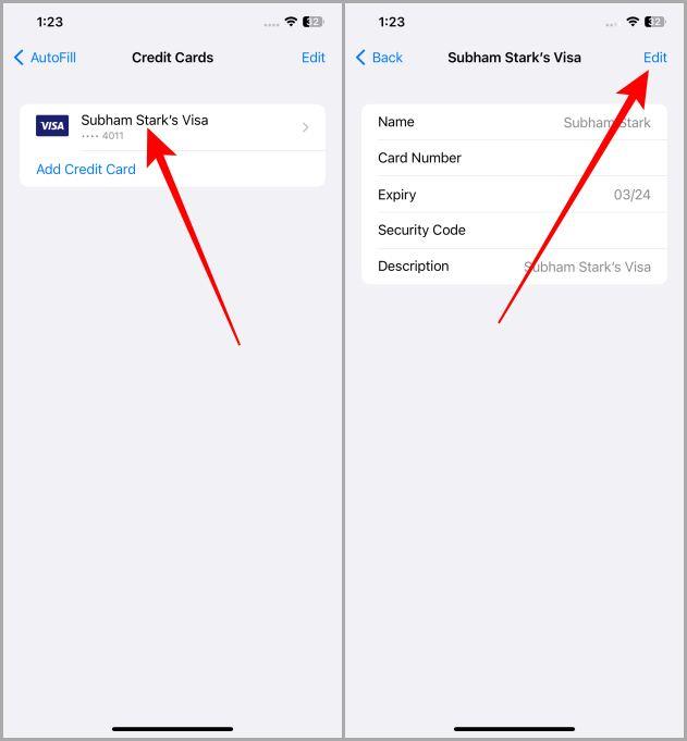 iPhoneのSafariでクレジットカードを追加、削除、更新する方法