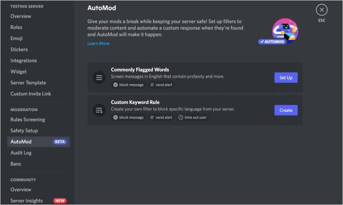Discord でコンテンツモデレーションを設定して単語をブロックする方法