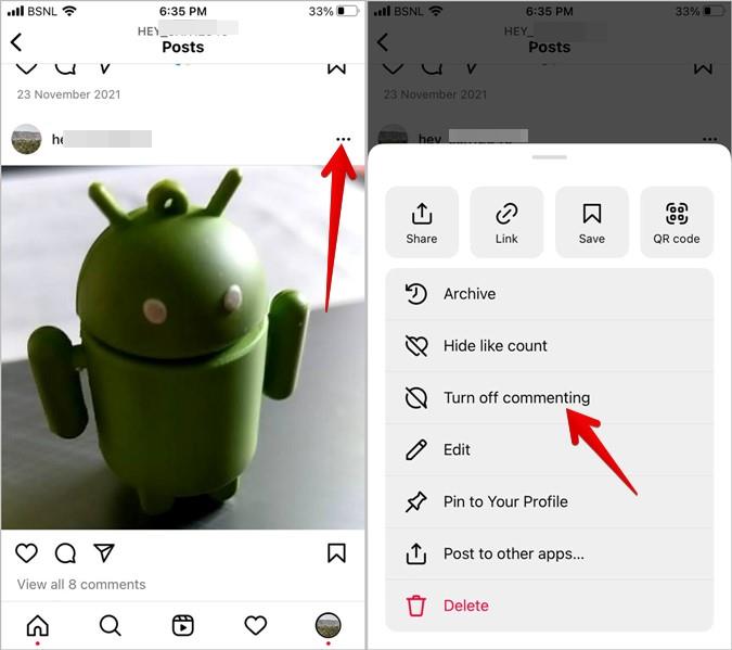 Instagramの投稿、ライブ、広告、ビデオのコメントをオフにする方法