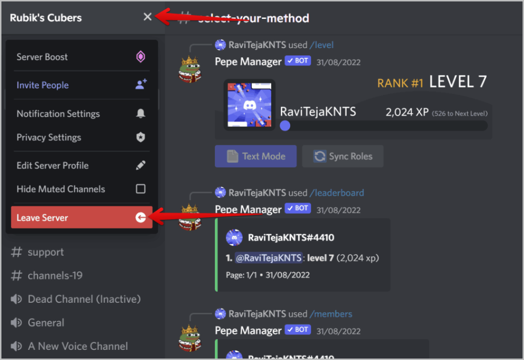 デスクトップとモバイルの Discord でサーバーを退会または削除する方法