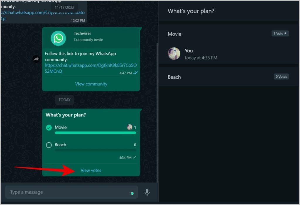 WhatsApp モバイル、デスクトップ、Web で投票を作成する方法