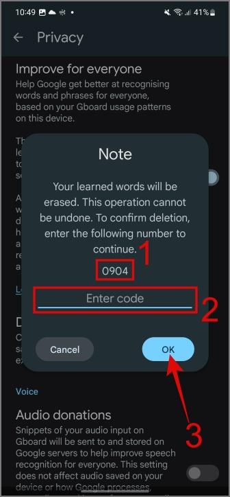 Androidキーボードから学習した単語を削除する方法
