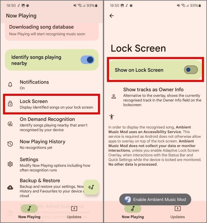 Samsung Galaxy スマートフォンで Now Playing を使用する方法