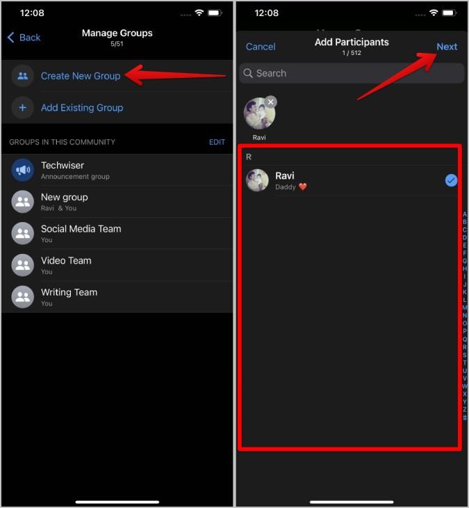 WhatsApp コミュニティにグループを追加または削除する方法