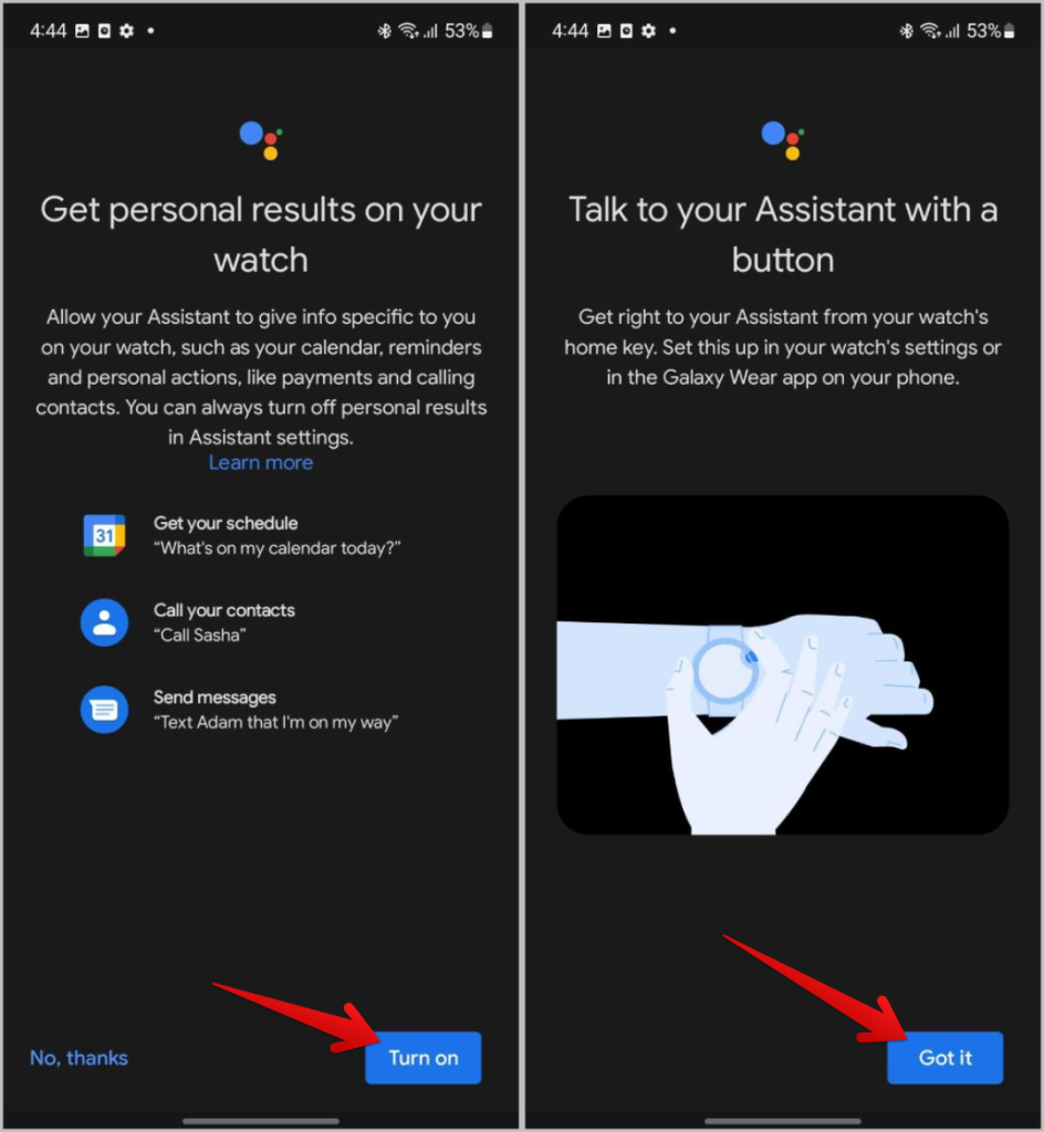 Samsung Galaxy Watch で Google アシスタントをセットアップして使用する方法