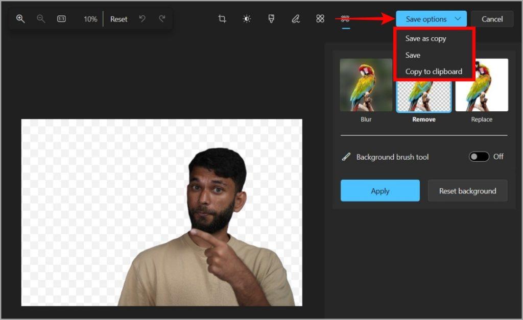 Windows フォト アプリで背景を透明にする方法