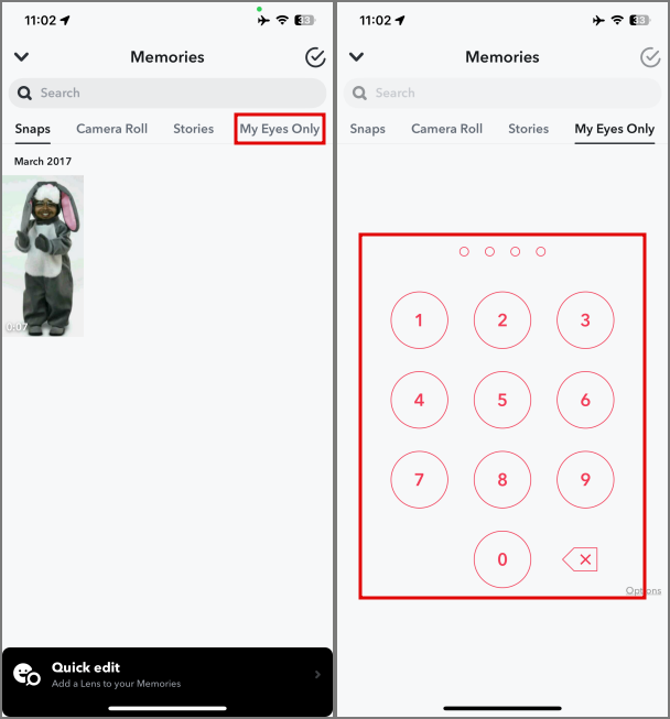 Snapchatで目だけを使う方法
