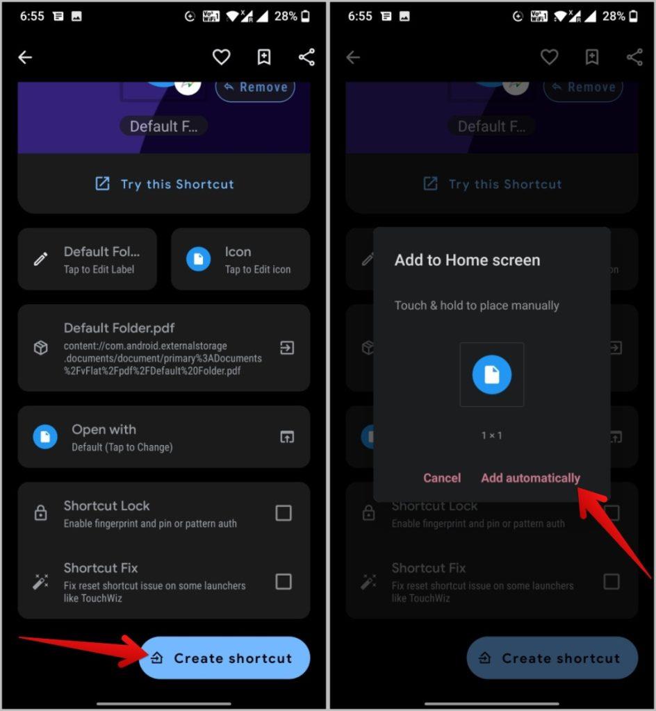 Androidのホーム画面にファイル/フォルダーのショートカットを追加する方法