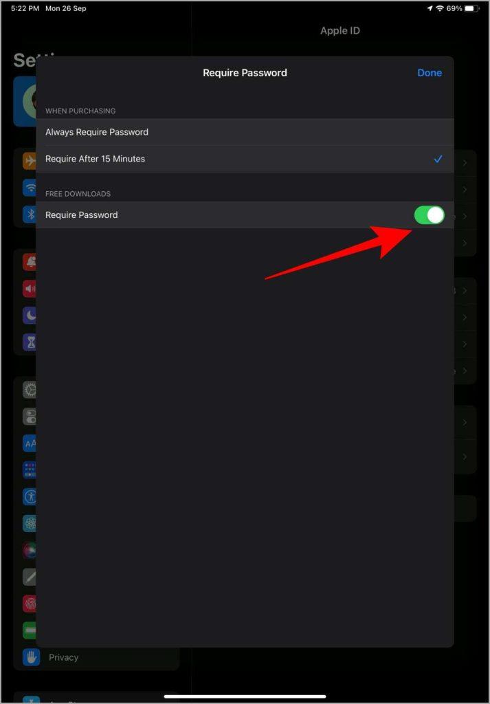 iPadでApp Storeがパスワードを要求しないようにする方法