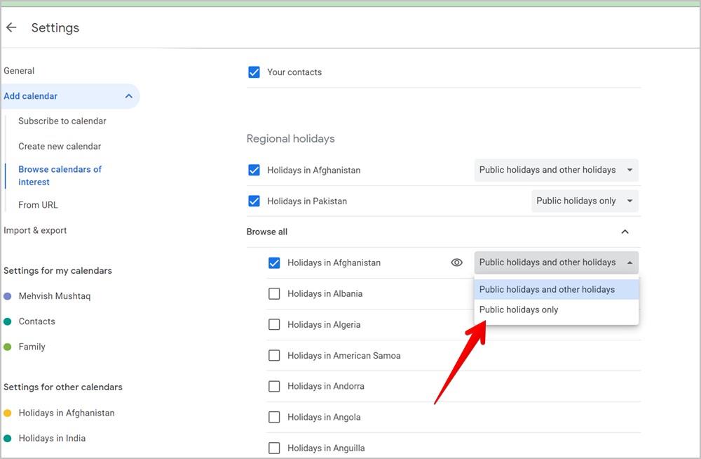 Google および Samsung カレンダーに祝日を追加/削除する方法