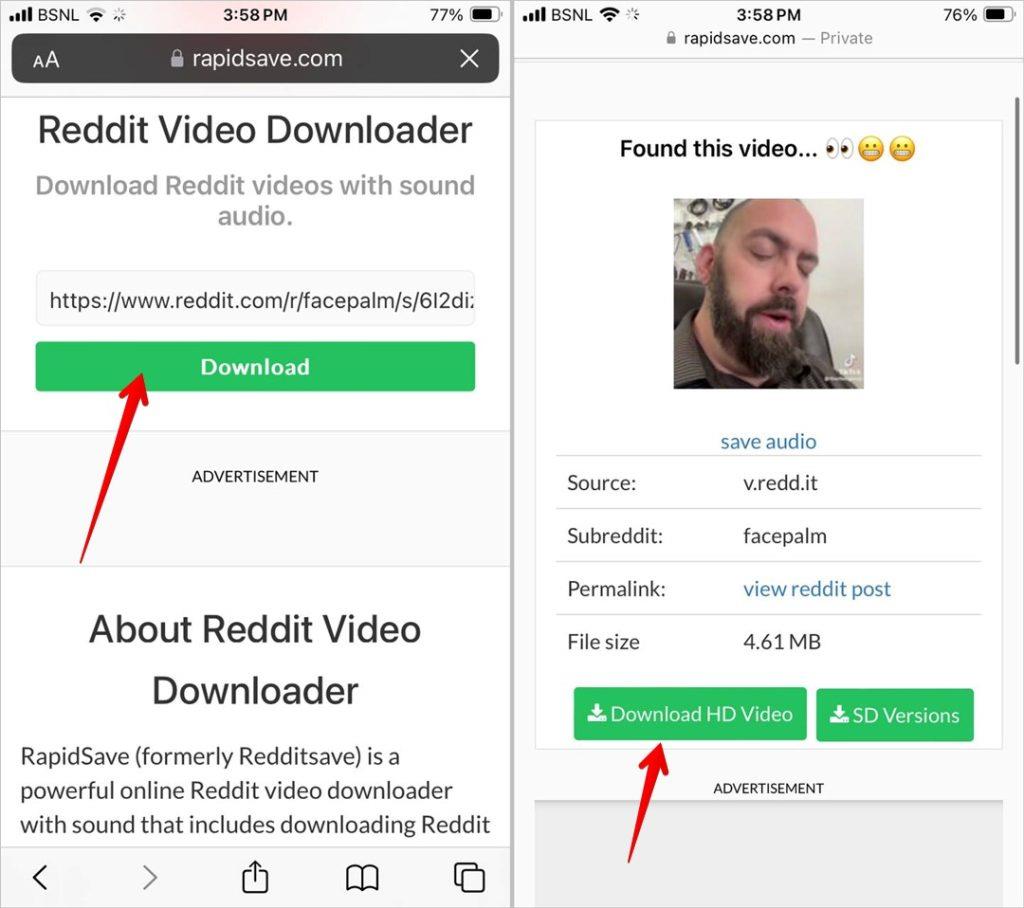 iPhoneでRedditビデオを音声付きでダウンロードする方法