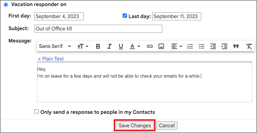 Gmail で不在通知を使用する方法